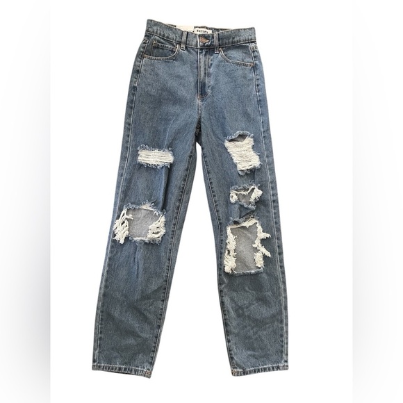 RSQ Distressed Blue Women's high rise baggy jeans size 25 - Picture 2 of 7